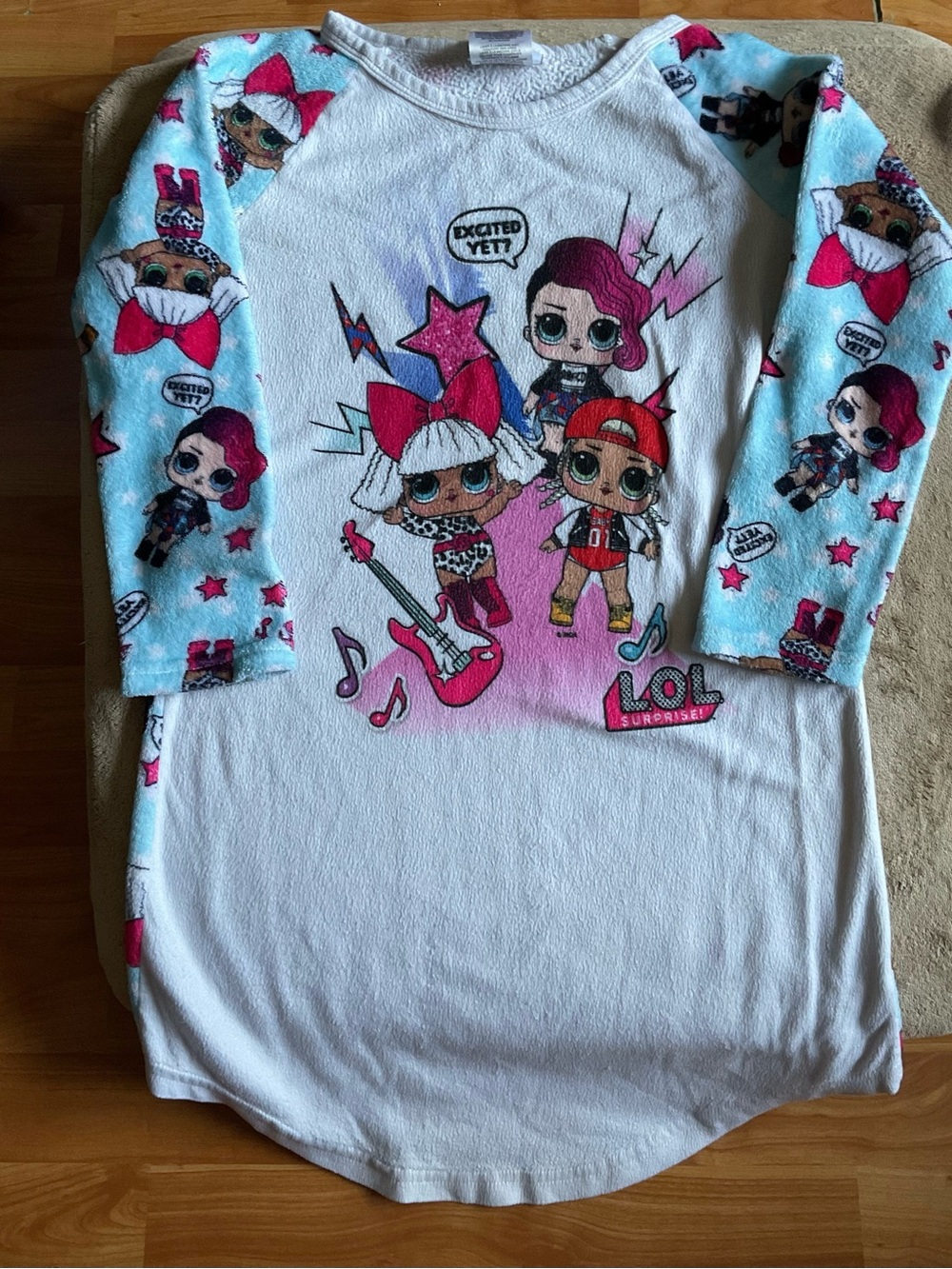 LOL Long Sleeve Fleece Nightgown Girl Size Large 10-12